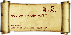Mahler Renátó névjegykártya